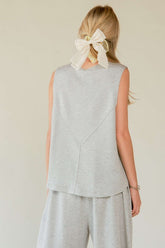 Davi & Dani Drawstring Hem Round Neck Tank and Pants Set OutfitFlow